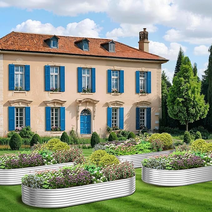 4 Pack Galvanized Raised Garden Bed Outdoor,Metal Garden Bed for Vegetables,Steel Raised Beds for Gardening,Above Ground Garden Box for Flower-35x20inch