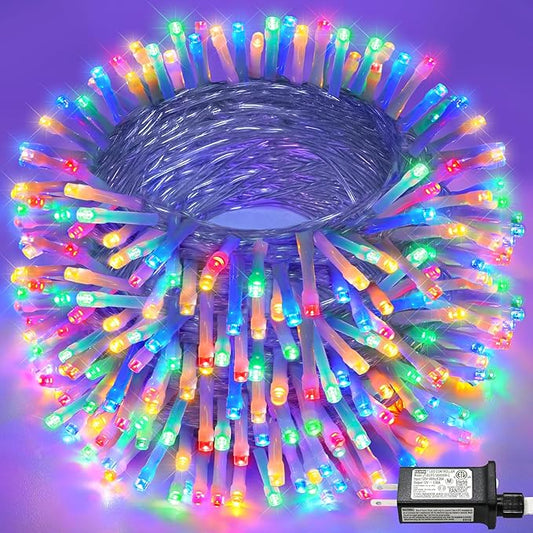Christmas Lights Indoor, 132FT 400 LED Outdoor String Lights with 8 Modes Waterproof, Plug in Fairy Twinkle Lights Clear Wire for House Bedroom Patio Window Garden Wedding Decorations