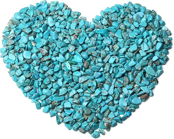 QINJIEJIE Turquoise Crystals Chips Natural Stone Gravel Bulk Crushed Rocks Pieces Polished Quartz Stone 0.55Lbs Decorative Fish Tank Pebbles Vase Filler Irregular Shaped Tumbled Gemstone for Home