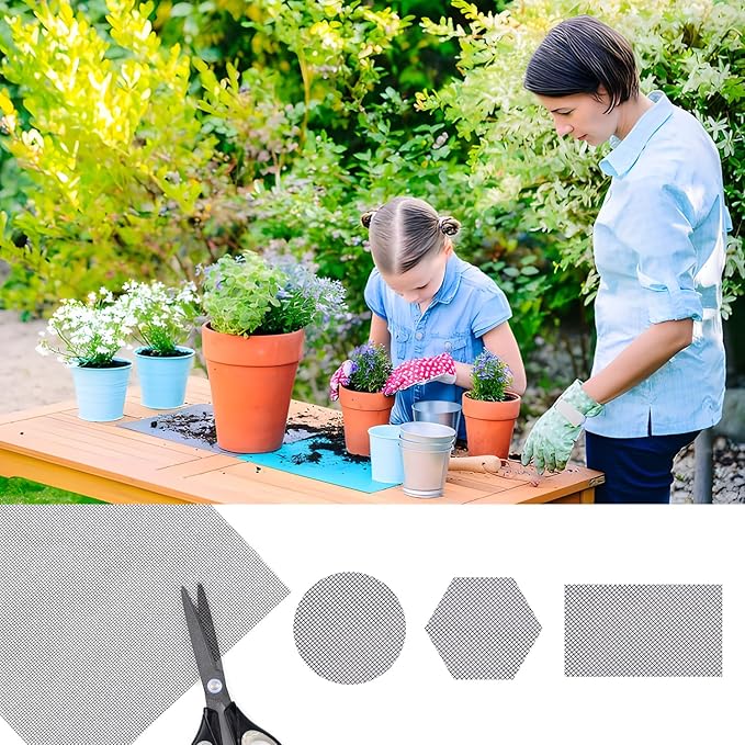 10pcs Flower Pot Hole Mesh Pad, 11.8x7.8 Inch Bonsai Mesh Drainage Screens Plant Pot Drainage Mesh Plant Screen Mesh Preventing Soil Leakage