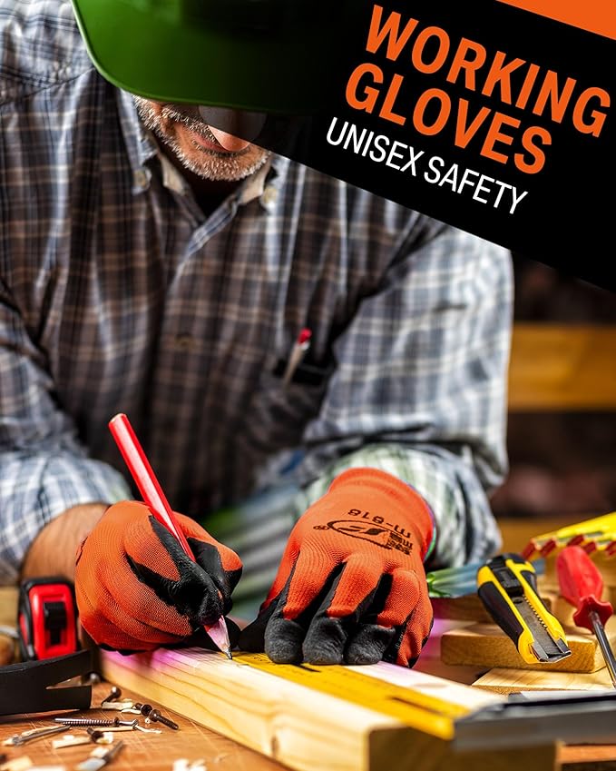 72 Pairs Gardening Work Gloves Bulk for Men Women, Rubber Coated Garden Multipack Safety Construction Glove