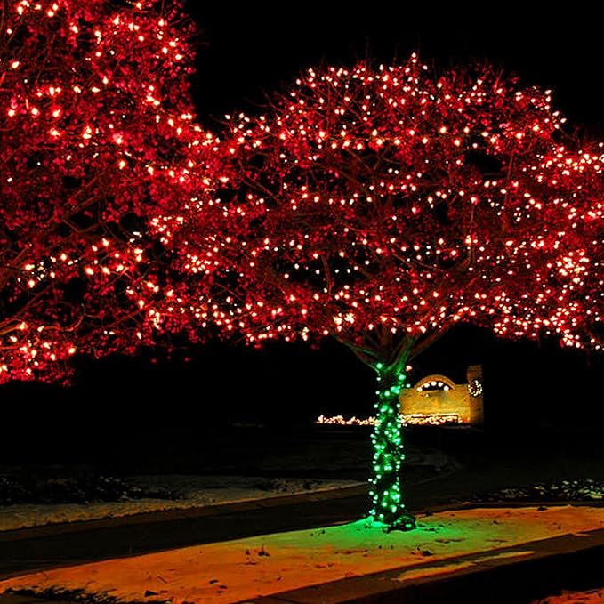 TW SHINE Christmas Lights, 200 LED 66FT Outdoor Christmas Lights Plug in with 8 Modes, Waterproof Light Outdoor, Indoor Xmas Decorations for Party Yard House Decor, Red