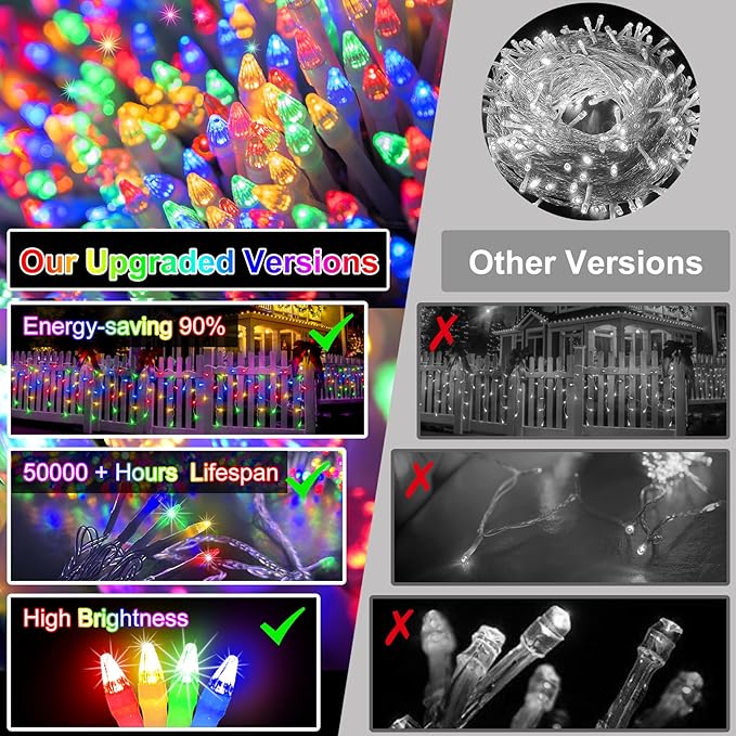 82FT LED Christmas Lights Outdoor with 176 Drops, Christmas Decorations Hanging Lights 616 LED 8 Modes, Outsite Fairy String Lights for Wedding Party Holiday Winter Wonderland Decorations Multicolor