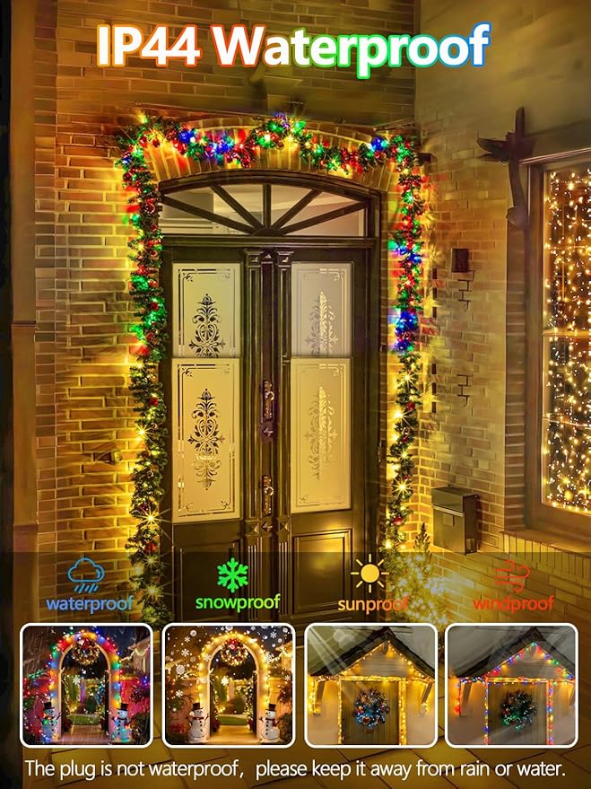 500 LED 165 FT Color Changing Christmas Lights with Remote and Timer, Fairy String Lights with 11 Lighting Modes & Memory Function Waterproof for Xmas Tree Holiday Party Decor(Warm White & Multicolor)