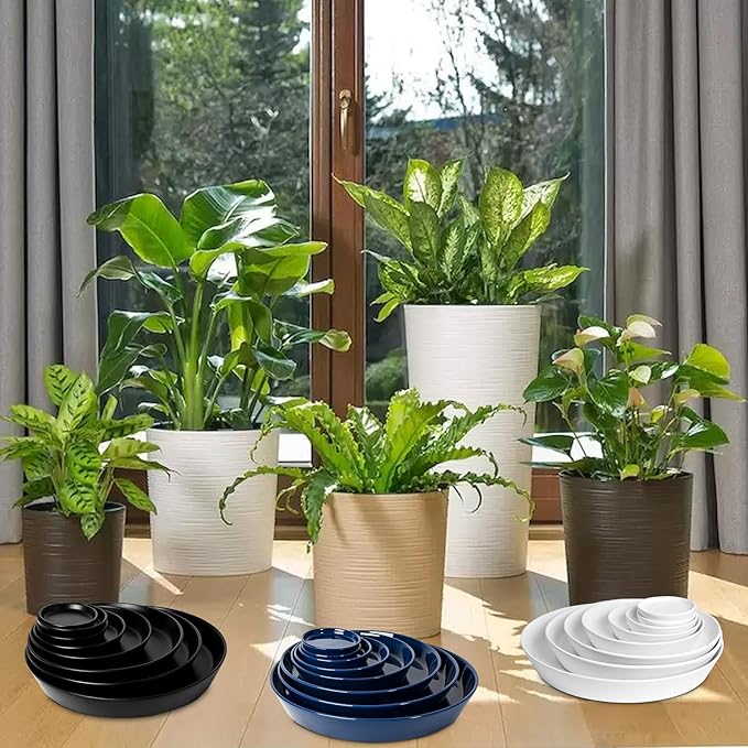 2 Pack Ceramic Plant Saucer 4 Inch, Heavy Duty Plant Pot Tray for Indoor & Outdoor, Glazed Ceramic Plant Drip Trays