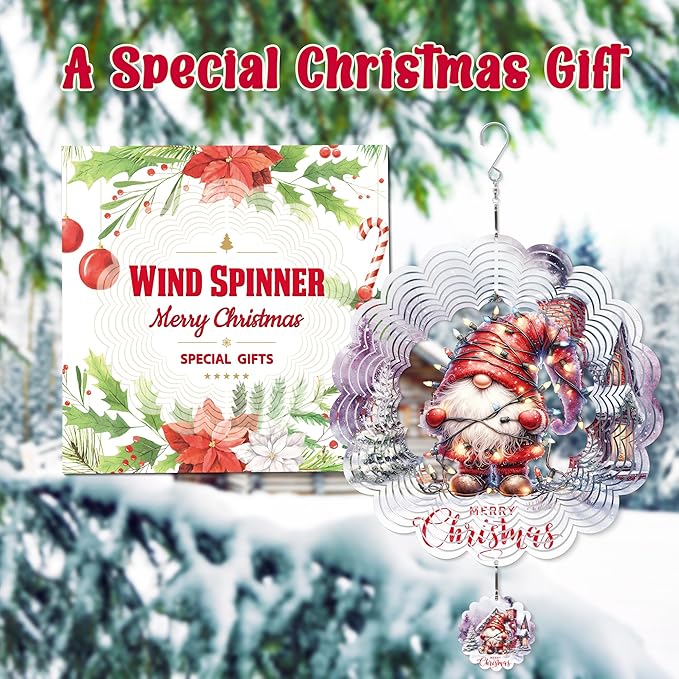 Metal Wind Spinner Outdoor Christmas Decorations,Santa Claus Halloween Yard Decorations 12inch 3D Stainless Steel Garden Sculpture Lawn Ornaments Gifts Indoor/Outdoor Decor Gifts for Women