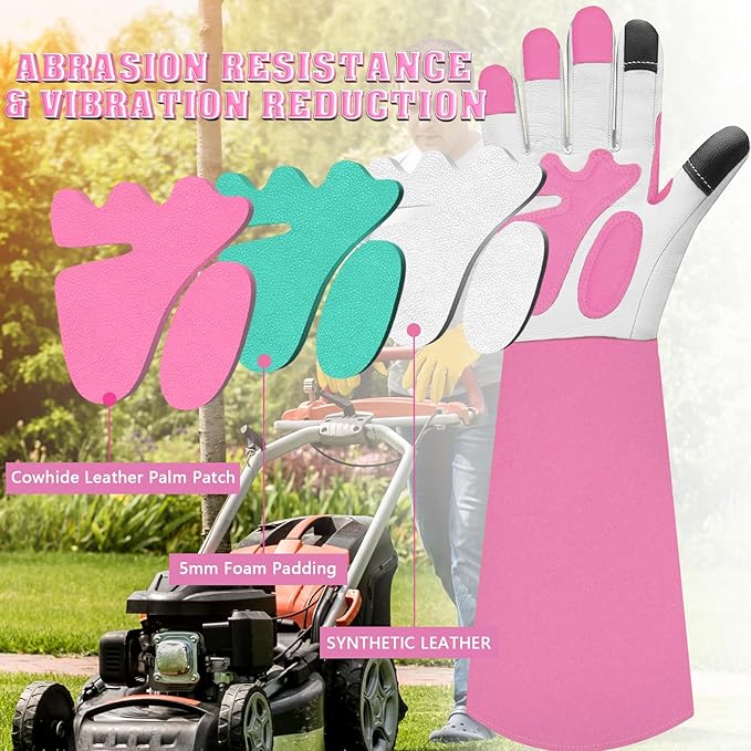 Long-Gardening-Gloves for Women/Men - Thorn Proof Rose Pruning Gloves Heavy Duty Gauntlet-L