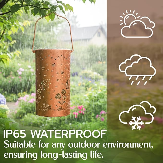 FLAGWIX Christmas Butterfly Gifts for Women Men - Solar Lanterns Outdoor Waterproof, Garden Decor for Outside - Motivational Birthday Gifts for Mom Grandma, Decorative Lantern for Garden Yard Patio