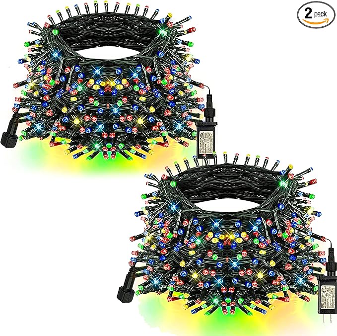 TW SHINE Christmas Lights, Total 400 LED 132FT Outdoor Christmas Lights Plug in with 8 Modes, Waterproof Multi Colored Light Outdoor, Indoor Xmas Decorations for Party Yard Decor