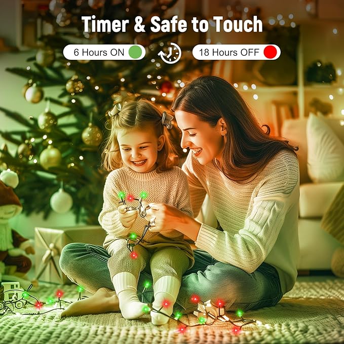 Minetom 1000 LED Christmas Tree Lights, 328 FT Green Wire LED Decorative Fairy Lights with Remote & 8 Modes, Waterproof for Outdoor Xmas Holiday Party Garden Wedding Home Decor, Red ＆ Green