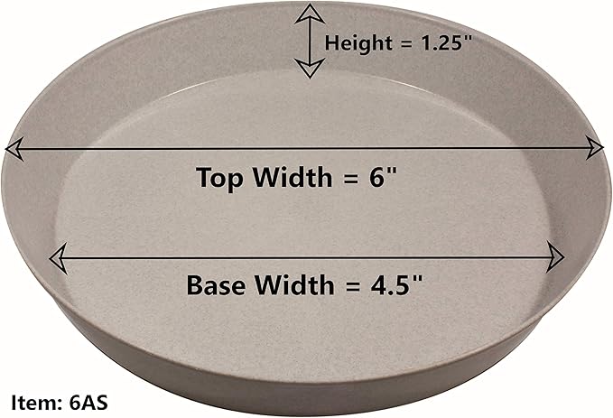 6 Inch (4.5 Inch Base) Case of 5 Plant Saucer - Black Polypropylene,Heavy Duty Indoor/Outdoor Tray and Drip Pan,Collects Flower Pot Excess Water Made in USA