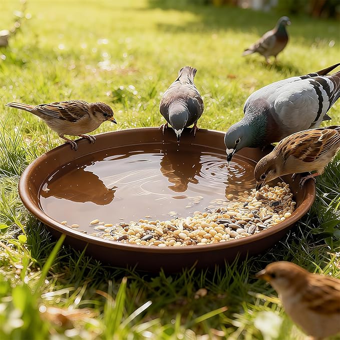 Plant Saucer 14 inch, Heavy Large Planter Durable Thicker Plastic Plant Trays for Indoors and Outdoor, Plant Saucer Drip Trays,Brown (14" - 3 Pack)