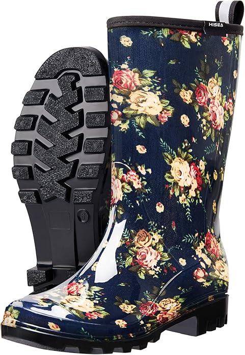 HISEA Women's Rain Boots Waterproof Mid Calf Garden Boots for Women