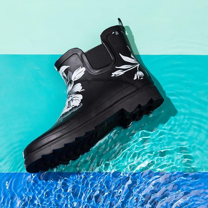 NORTY - Womens Ankle Rain Boots - Ladies Waterproof Winter Spring Garden Boot runs ½ size large