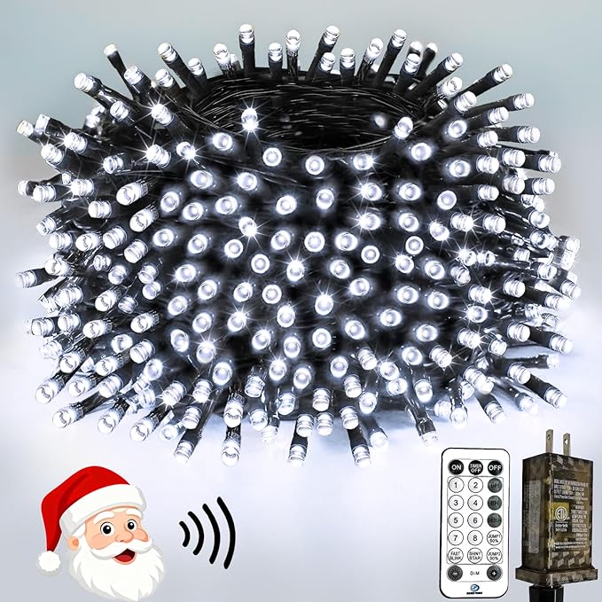 Voice Controlled Christmas Lights with Remote, 132 FT 400 LED String Lights Indoor Outdoor with 12 Modes 3 Timers, Dimmable Twinkle Light Plug in Waterproof for Xmas Tree Party Decor, Cool White