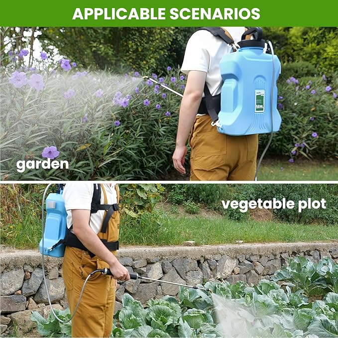 Battery Backpack Sprayer 3.2 Gallon, Electric Sprayer with Retractable Wand & 8 Mist Nozzles & USB Rechargeable Handle, Water Spray Pump Sprayers for Planting Lawn Yard Garden