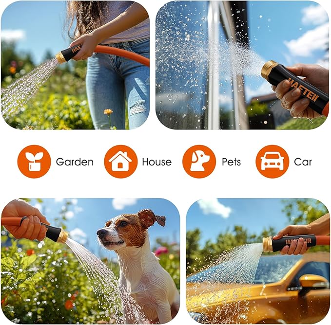 Heavy Duty Garden Hose 5/8 in x 50 ft with Swivel Fitting, Super Flexible Water Hose, All-weather, Lightweight, Burst 600 PSI