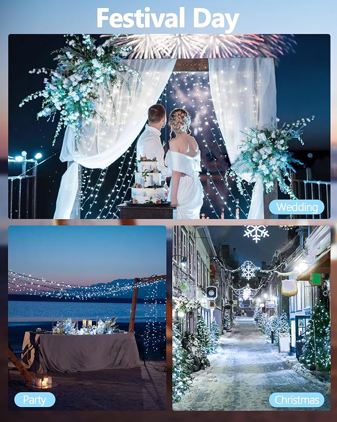 Upgraded Super Long 264FT 800 LED Christmas String Lights Outdoor & Indoor, Memory Function & Timer & 8 Modes, Green Wire Waterproof String Lights for Xmas Tree Holiday Party Garden Decor (Cool White)