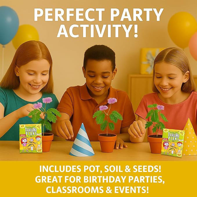 TickleMe Plant Birthday Party Favors (Pack of 2) – Leaves Fold When You Tickle It, Reopen in Minutes – Grow Your Own Fun Interactive Kids Plant Growing Kit, Educational Gift