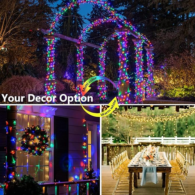 Joomer Color Changing Christmas Lights, 262FT 800 LED String Lights with Remote Timer Dimmable Fairy String Outdoor Waterproof for Christmas Decoration (Warm White to Multicolor)