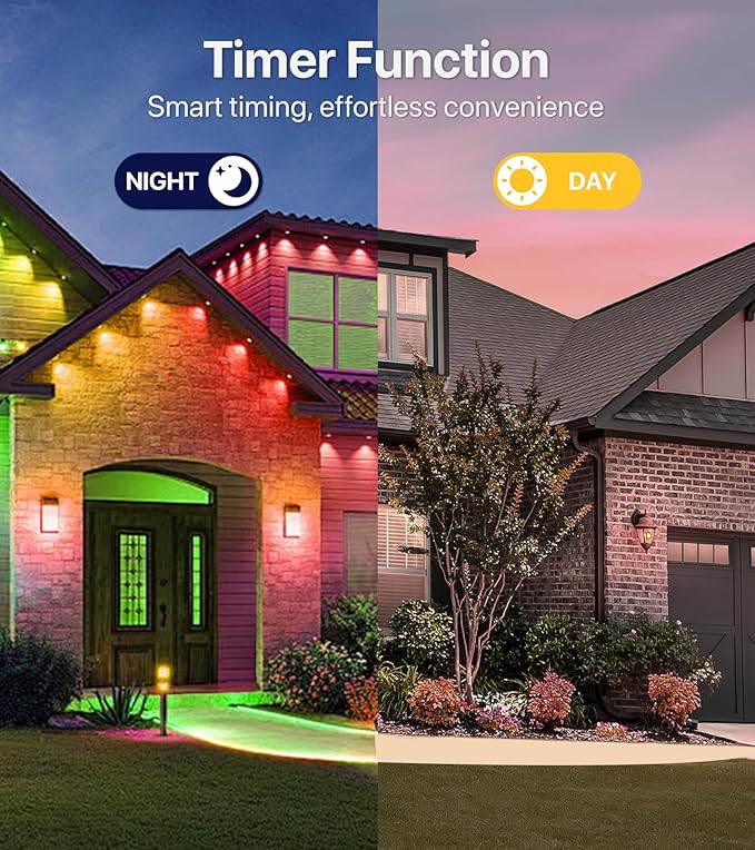 100FT RGB+IC LED Permanent Outdoor Lights，Eave Lights with Smart APP & Remote Control, 72 Scene Modes, Waterproof IP65 for Holiday Christmas Decorations