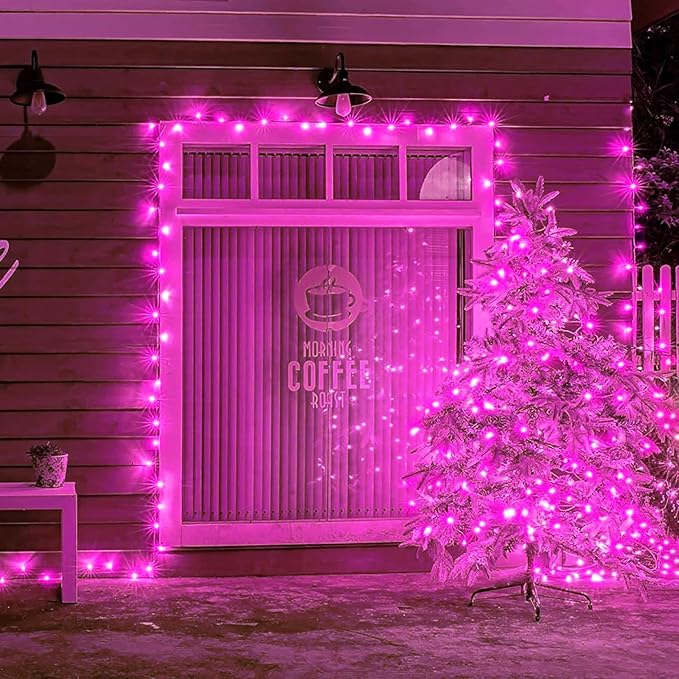 165FT 500 LED Christmas Lights, Plug in Christmas String Lights with Waterproof, 8 Modes Twinkle Fairy Lights for Xmas Garden Tree Holiday Decorations, Pink