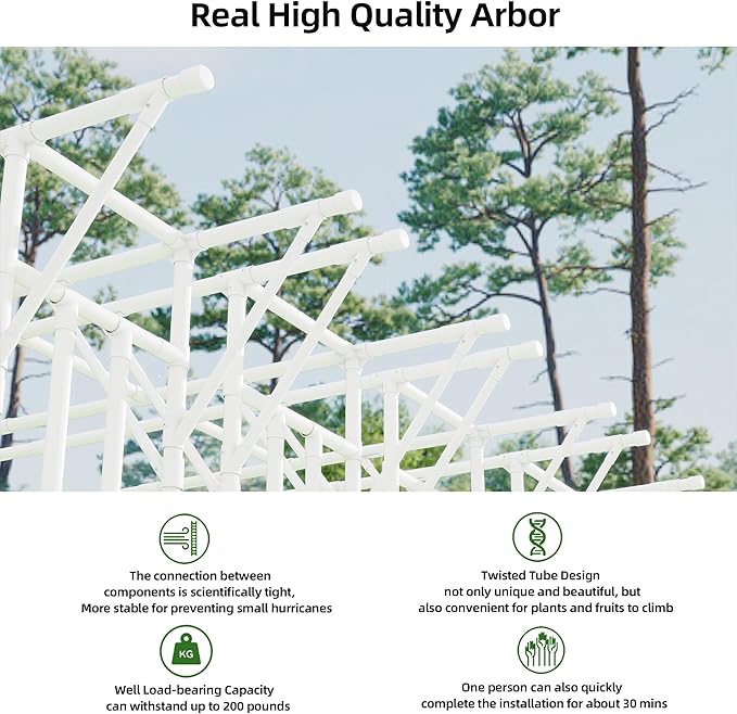 Flat Top Garden Arch Arbor Trellis, 11.81FT x 9.02FT Metal Pergola for Climbing Plants, Galvanized Steel Pipe with Plastic Coating, Decorations Pergola for Garden, Backyard, Lawn(White)