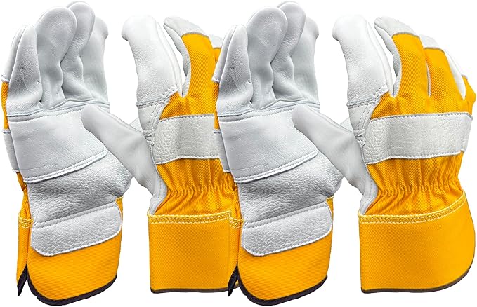 SKYDEER Premium Wild Elkskin Leather Work Gloves for Men (2 Pairs Large), All-Weather Durable & Breathable, Anti-Slip Grip for Heavy-Duty Labor, Construction, and Gardening