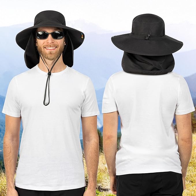 SUN CUBE Wide Brim Sun Hat Men Women, Fishing Hats Sun UV Protection, Mens Hiking Bucket Hat Safari Beach Boonie, UPF 50+