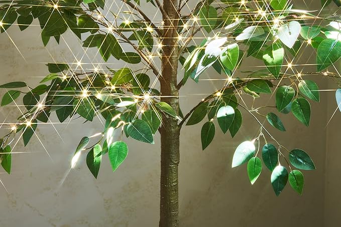 BAOLITVINE Lighted Ficus Tree 6FT 264 LED Fairy Lights, Artificial Twig Tree with Lights for Home Living Room Spring Christmas Decoration Indoor Outdoor