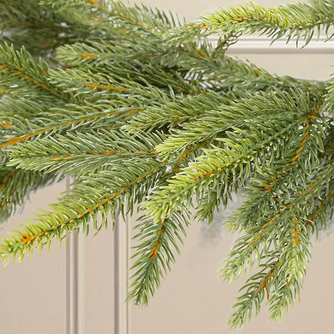 WBHome 6ft Pre-lit Norway Spruce Christmas Garland, Winter Greenery Garland for Christmas with 100 LED Lights, Holiday Seasonal Outdoor/Indoor Home Decor, 6FT Long