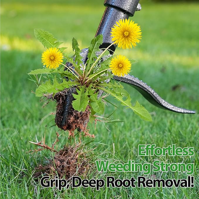Weed Puller Tool, Heavy-Duty Weeder 3-Section Steel Stand Up Weed Puller, 46" Adjustable Handle Weeding Tool for Effortless No Bending Root Removal of Dandelions, Thistles & Crabgrass