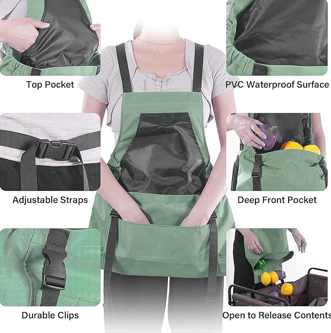 Harvesting Apron - Gardening Aprons with Pockets,with Pockets for Women & Men - Garden Apron 7 Pockets & Internal Drawstring Bag - Great Gift