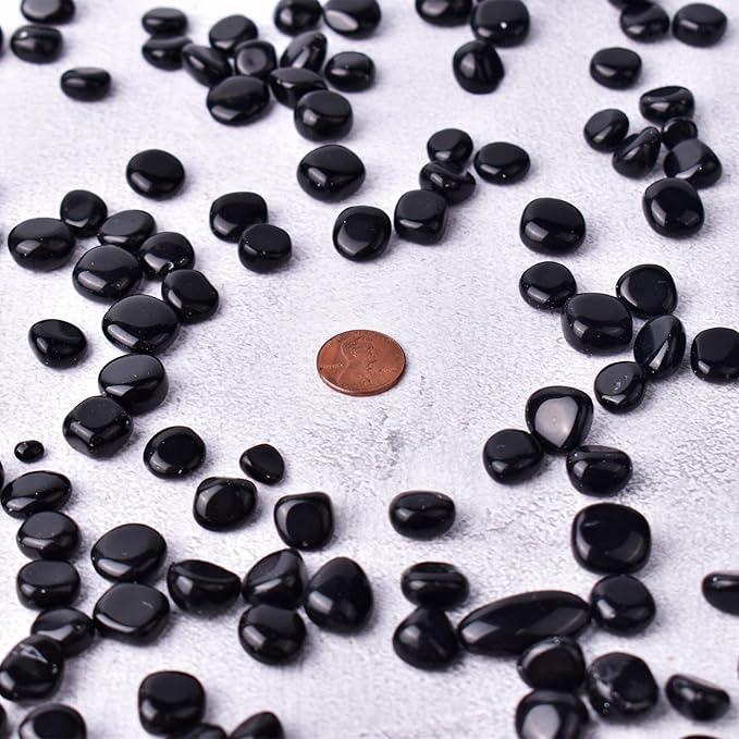 Polished Obsidian Crystals - 72 pcs, 0.5" Handpicked Tumbled Gemstones Rocks, Pebbles for Reiki, Chakra, Healing, Home Decor