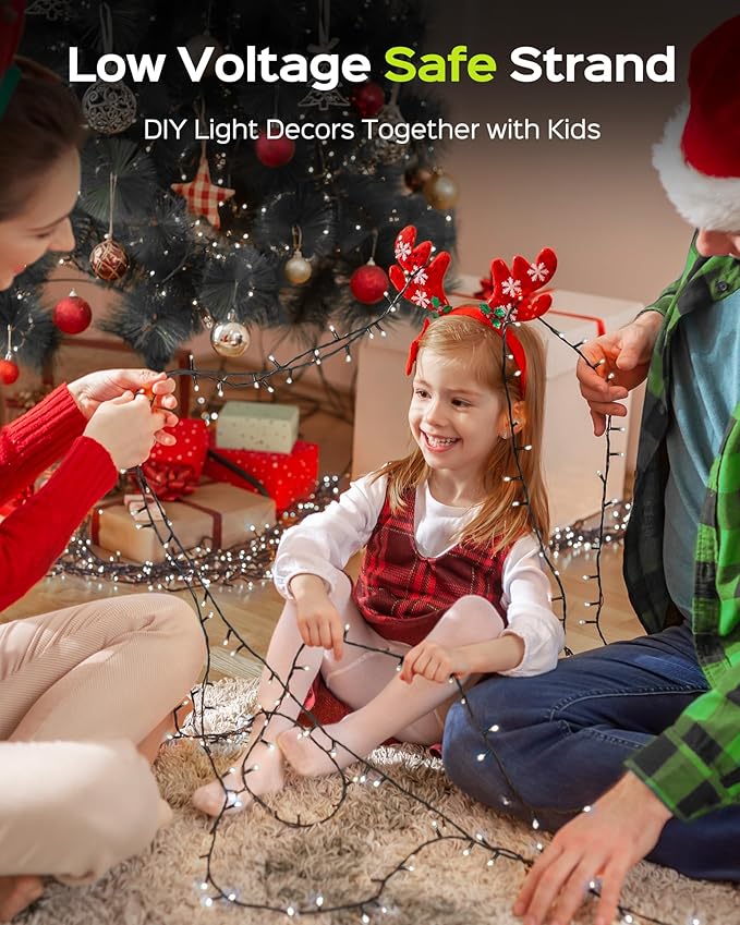 JACKYLED 110FT 300 LED White Christmas Lights Outdoor Waterproof, Indoor Christmas String Lights 8 Modes, Plug in Christmas Tree Lights for Room Wedding Holiday Christmas Decorations, Cool White