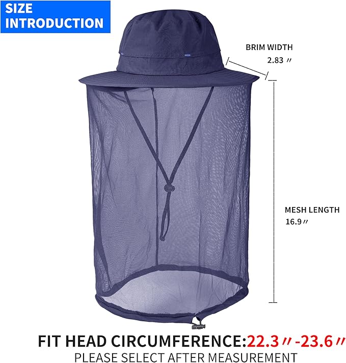 Fishing Hat Sun Protection Hat Mosquito Head Net for Outdoors Bucket Hat with Hidden Net Mesh