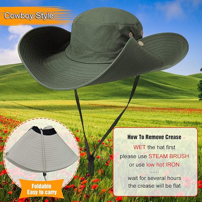 HUAMULAN 6" Super Wide Brim Sun Hats, Men and Women Bucket Hat for Fishing Hiking Garden Lawn Work Safari Camping Outdoor