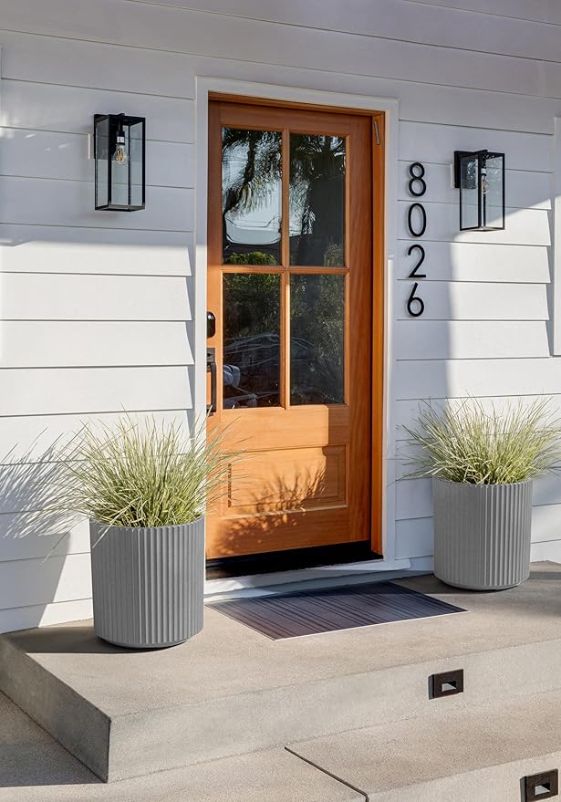 Veradek Round Demi Planter Pots for Indoor/Outdoor Garden Use | Made from Plastic - Concrete Mix with Drainage Holes | Perfect for Small to Large Succulent Plants, Flowers, Modern Interior Plants