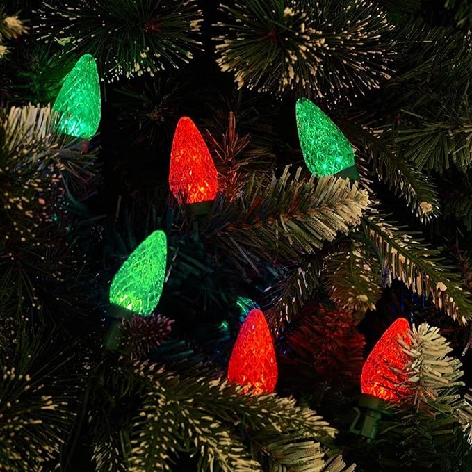 2-Pack Connectable C9 Christmas LED String Lights, Total 66 FT 100 LED Christmas Lights Plug in with 29V Safe Adapter, Waterproof Decorative Lights Indoor Outdoor for Xmas Decorations (Red and Green)