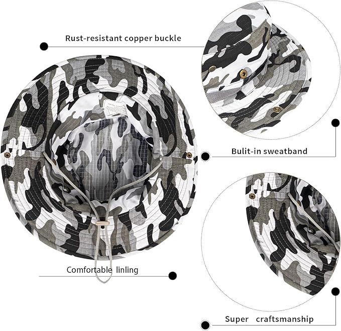 Sun Hats for Men Women Bucket Hat UPF 50+ Boonie Hat Foldable UV Protection Hiking Beach Fishing Summer Safari