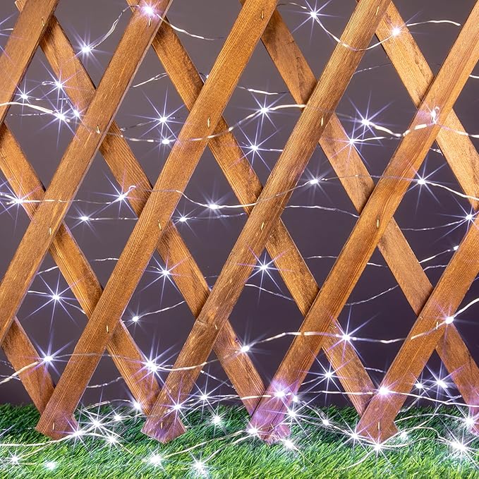 Solar String Lights for Outside,100FT 300 LEDs Solar Fairy Lights,Waterproof 8 Modes Button Outdoor String Light for Patio Garden Backyard Tree Wedding Christmas,Silver Wire,Cool White