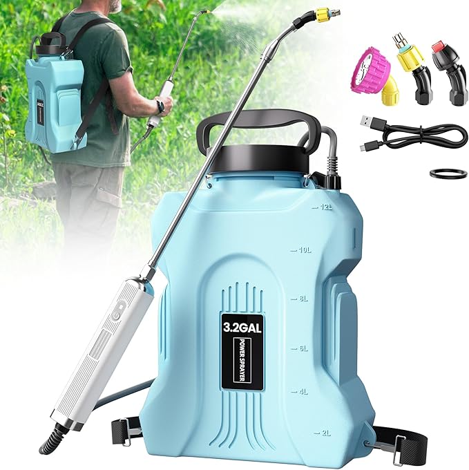 Sprayers in Lawn and Garden - 3.6 Gallon Battery Powered Sprayer with Pump, Telescopic Wand,Water Hose Nozzle - Portable Yard Sprayer for Weed Control, Fertilizing, Watering
