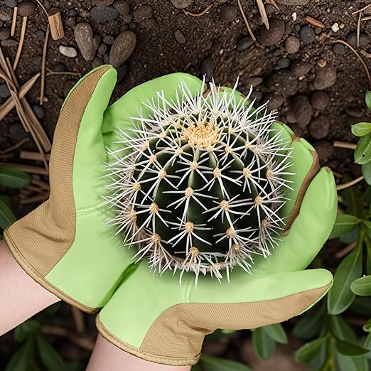Gardening Gloves, Garden Gloves for Women and Men, Thorn Proof Working Gloves, Durable Leather Work Garden Gloves for Yard & Outdoor Work, Green, L