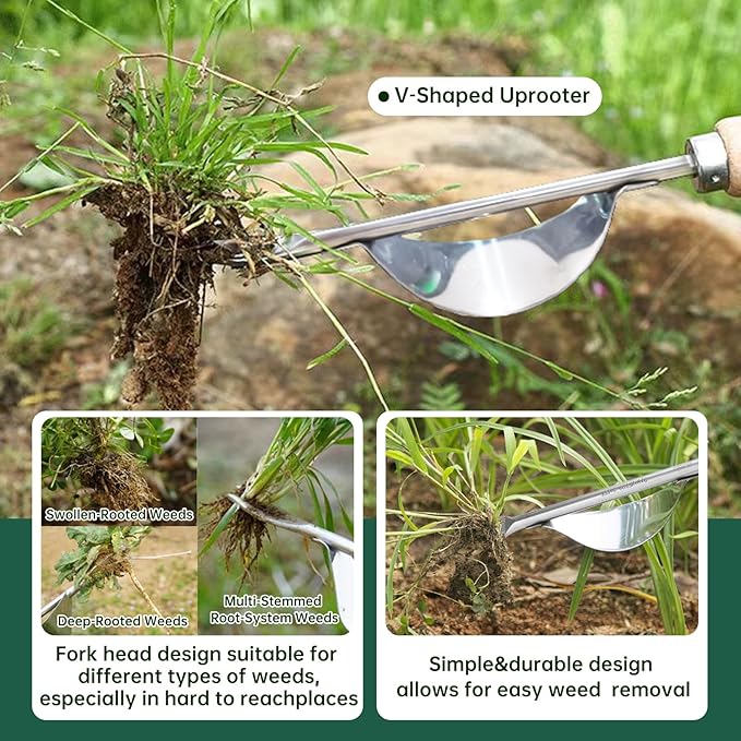Hand Weeder Tool, 4 Pack Weed Puller Tool, Garden Stainless Steel Weeder Tool Hand Weeder Tool, Multi-Purpose Weed Remover Tool Weeding Tools for Garden Lawn Edger and Driveway