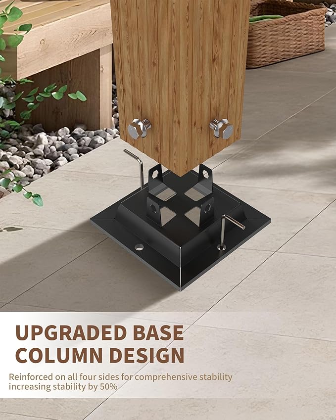 Garvee 10x10 Ft Aluminum Pergola Outdoor Pergola with Retractable Canopy Wood-Grain Sun Shade Shelter for Garden Patio Backyar Deck(Gray)