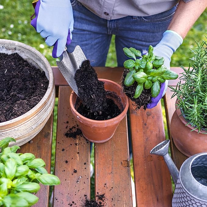 HARFINGTON 4pcs Mini Colorful Metal Hand Shovel 11" x 3" Digging Trowel Set Transplanting Garden Tools for Flower Soil Digging Planting Weeding Transplanting Garden, 4 Colors