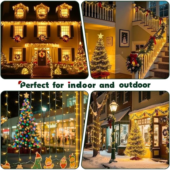 Christmas Lights Indoor Outdoor Waterproof, 66FT 200 LED Warm Light String Lights for House Decorations, Ideal for Christmas Trees, Wedding, and Party