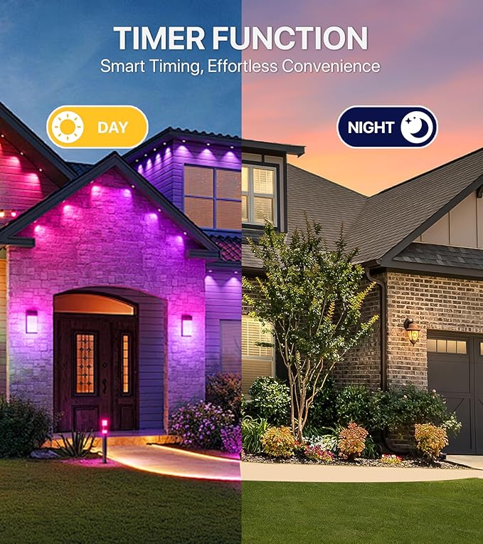 Permanent Outdoor Lights,50FT RGB+IC LED Lights with Smart APP & Remote Control, 72 Scene Modes, Waterproof IP65 for Holiday,Christmas,Yard Decorations