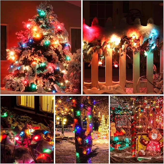 Brightever C3 Battery Operated Christmas Lights, 35FT 100 LED Battery Christmas Lights with Timer & 8 Lighting Modes, Waterproof Strawberry Xmas Tree Light for Indoor Outdoor Decor, Multicolor, 1-Pack