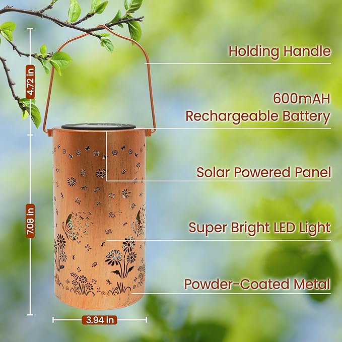 FLAGWIX Christmas Butterfly Gifts for Women Men - Solar Lanterns Outdoor Waterproof, Garden Decor for Outside - Motivational Birthday Gifts for Mom Grandma, Decorative Lantern for Garden Yard Patio
